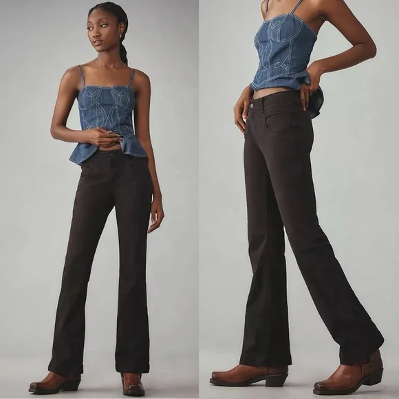 NWT Anthropologie Pilcro The Bering Demi Bootcut Pants Black - Picture 7 of 7